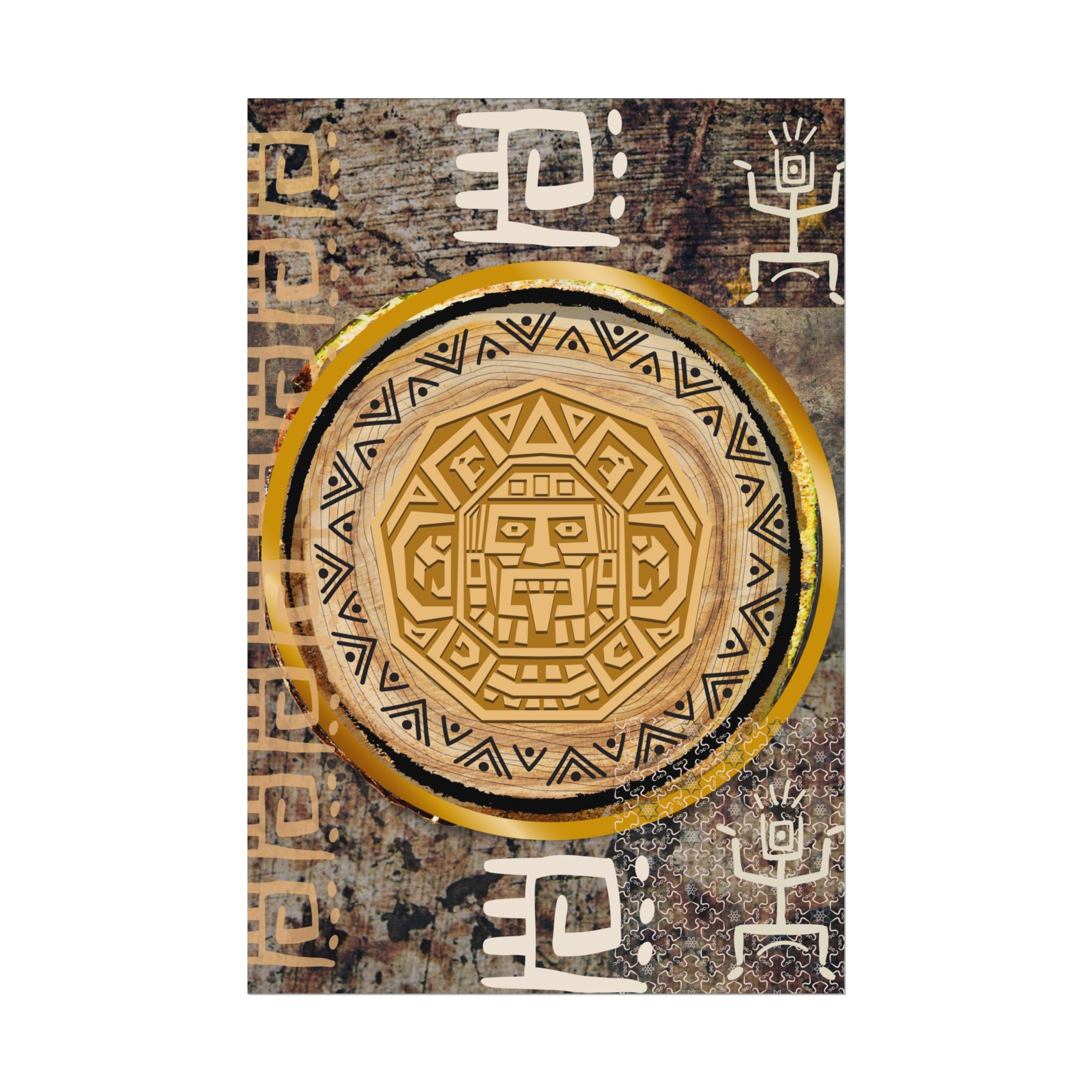  Contemporary Modern Mayan Mask Textured Abstract - Rolled Poster - Home Decor