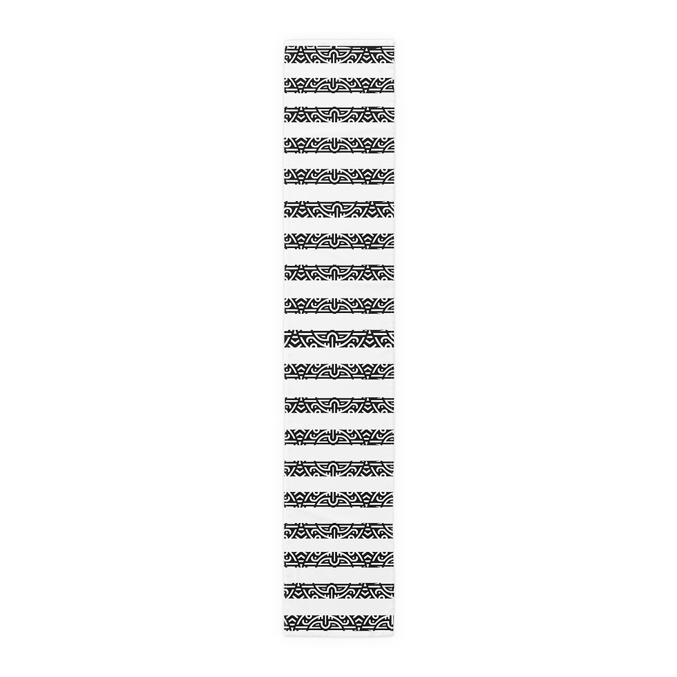 Thumbnail:  Minimalist Black and White Mayan Table Runner – Designer Dining Décor