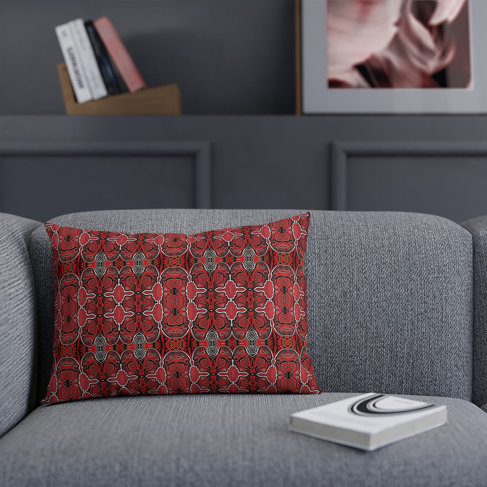 Thumbnail: Polynesian Inspired Cotton Cushion -Black, White Red Design -3 Sizes - Mix Match