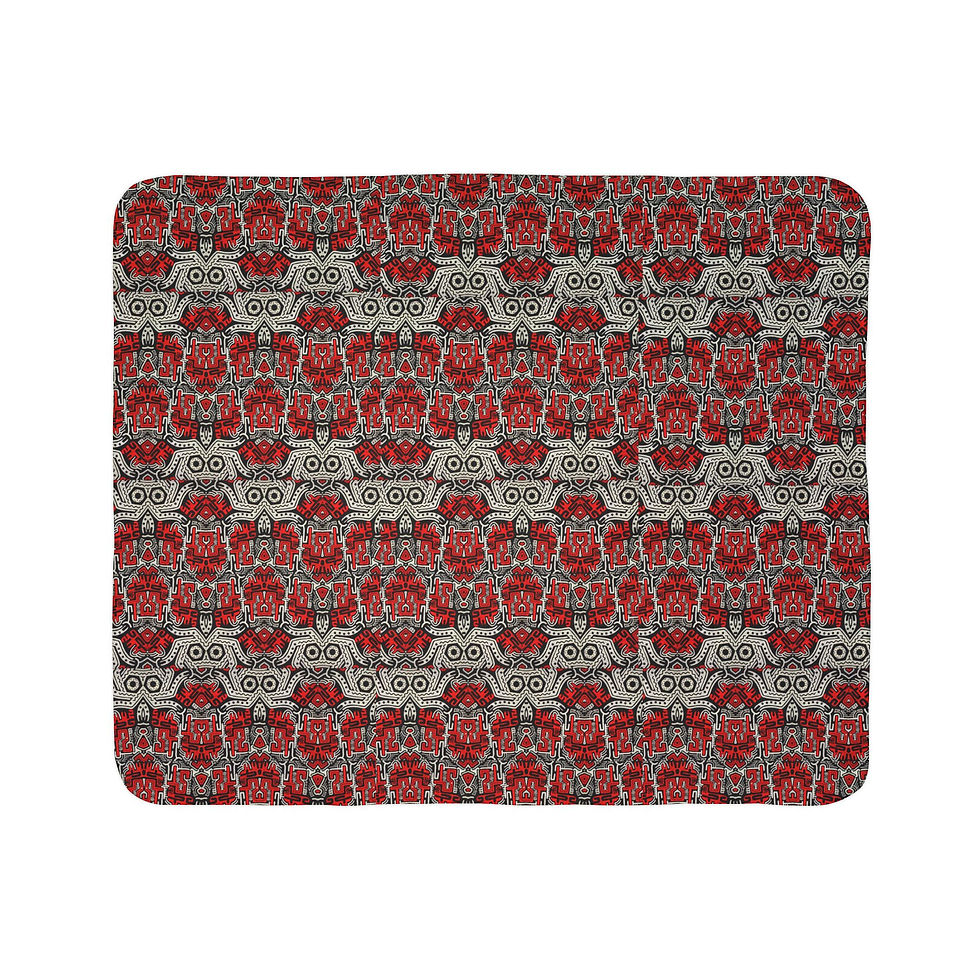 Thumbnail: Intricate Contemporary  Geometric Tribal Style Arctic Sherpa Blanket Throw