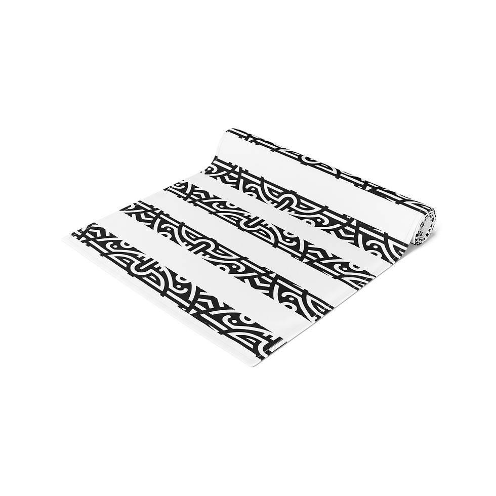 Thumbnail:  Minimalist Black and White Mayan Table Runner – Designer Dining Décor