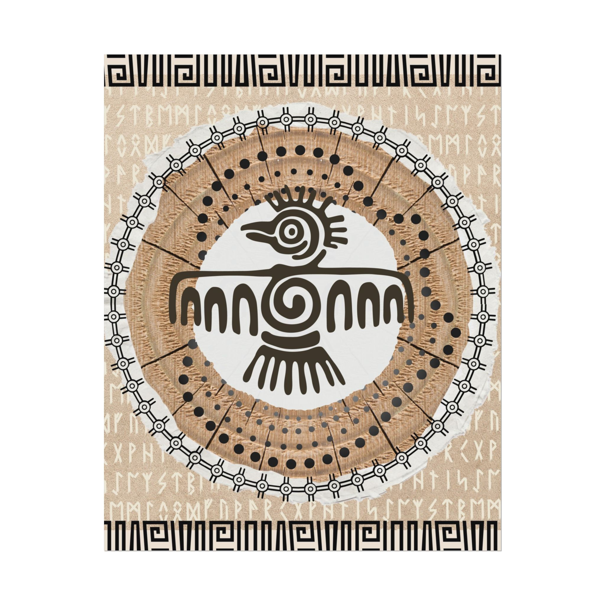 Aztec Style Modern Wall Art Print – Geometric Tribal Design - Rolled Poster 