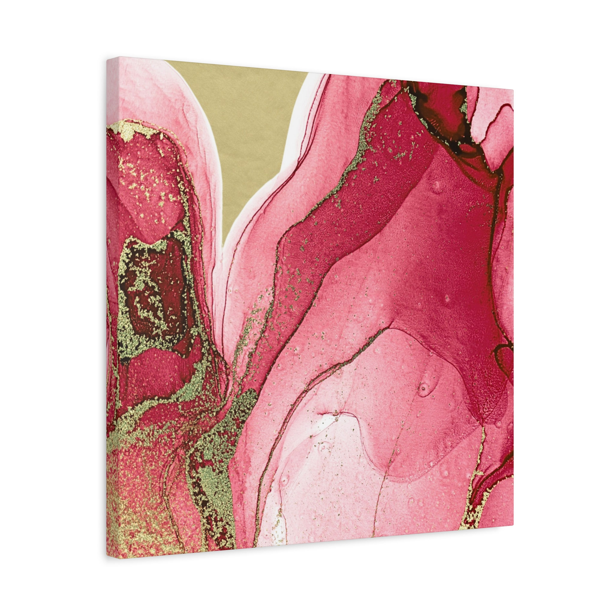  'Elegance': Abstract Floral Ink Art Canvas Print | Dusky Pink and Gold 