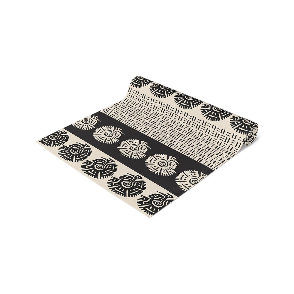 Thumbnail: Black and Cream Aztec Mud Cloth Table Runner | Home Decor | Table Decoration