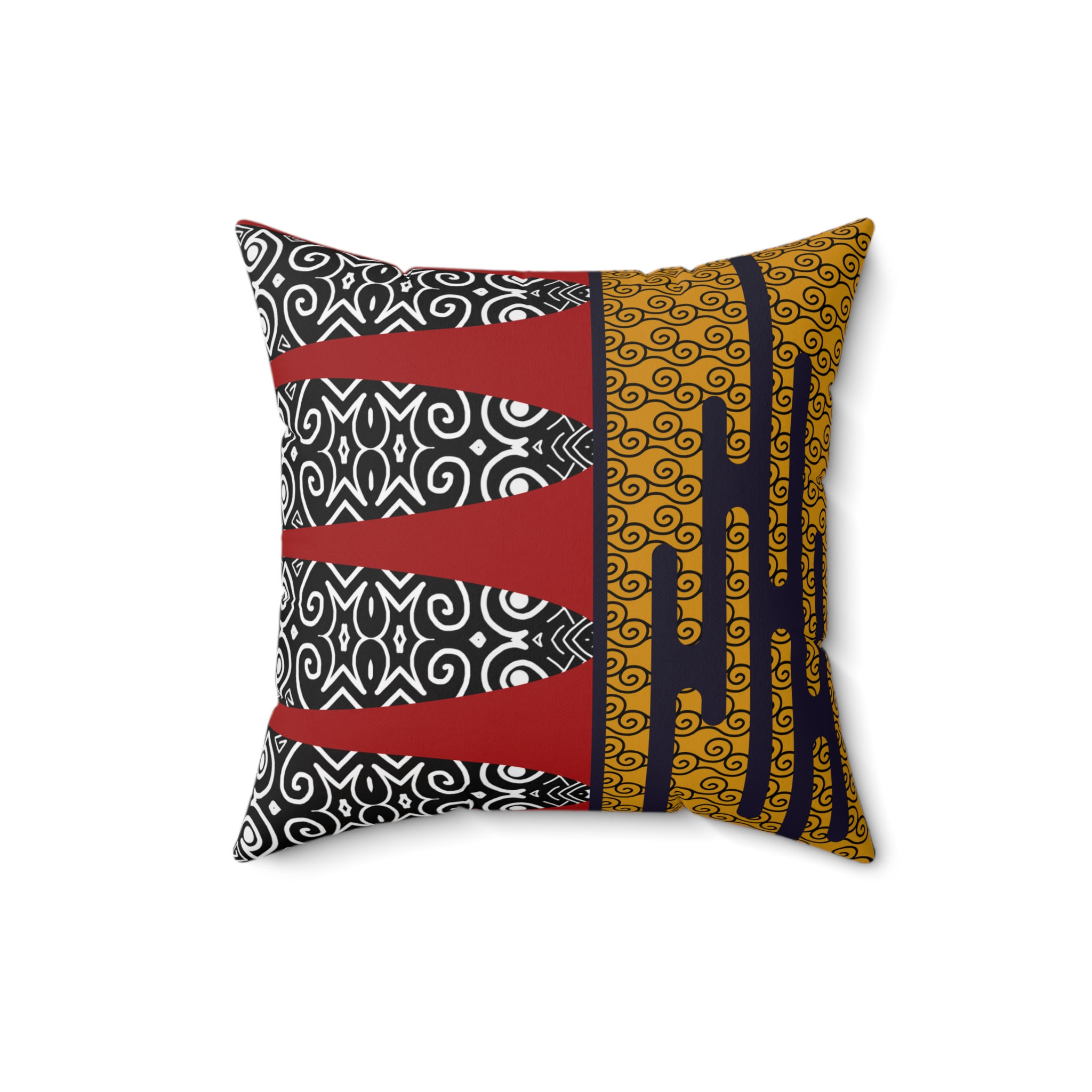 Modern Red, Gold, Black and White Cushion - Faux Suede -Removable Cover