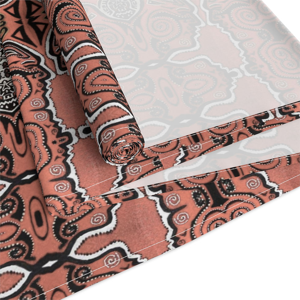 Thumbnail: Polynesian Style Table Runner – Subtle Rust, Black & White Geometric Pattern