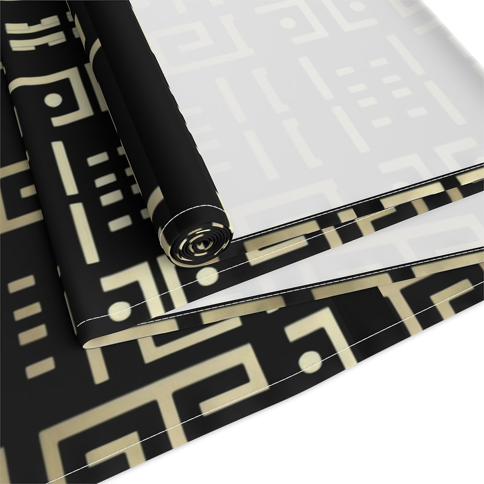 Thumbnail:  Bold Black and Gold Inca Motif Table Runner –Luxury Home Decor Dining Accessory