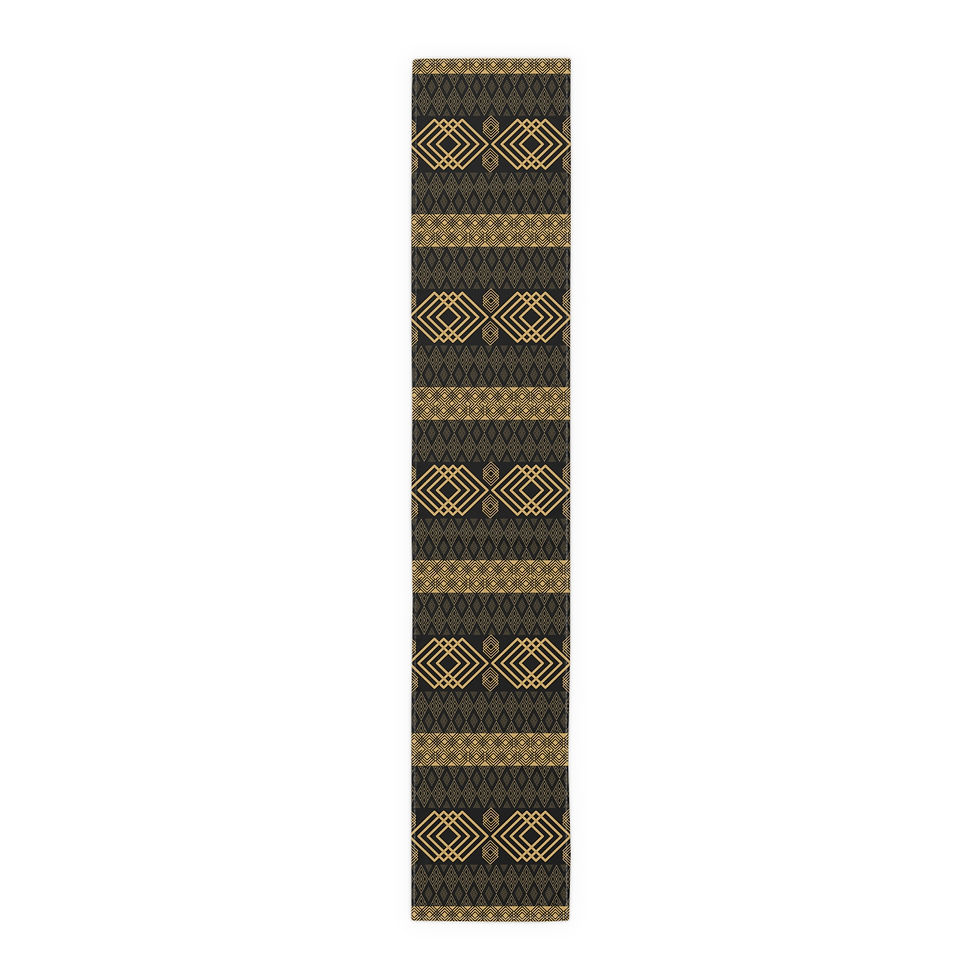 Thumbnail: Elegant Black and Gold Geometric Table Runner | Home Decor |Table Decoration