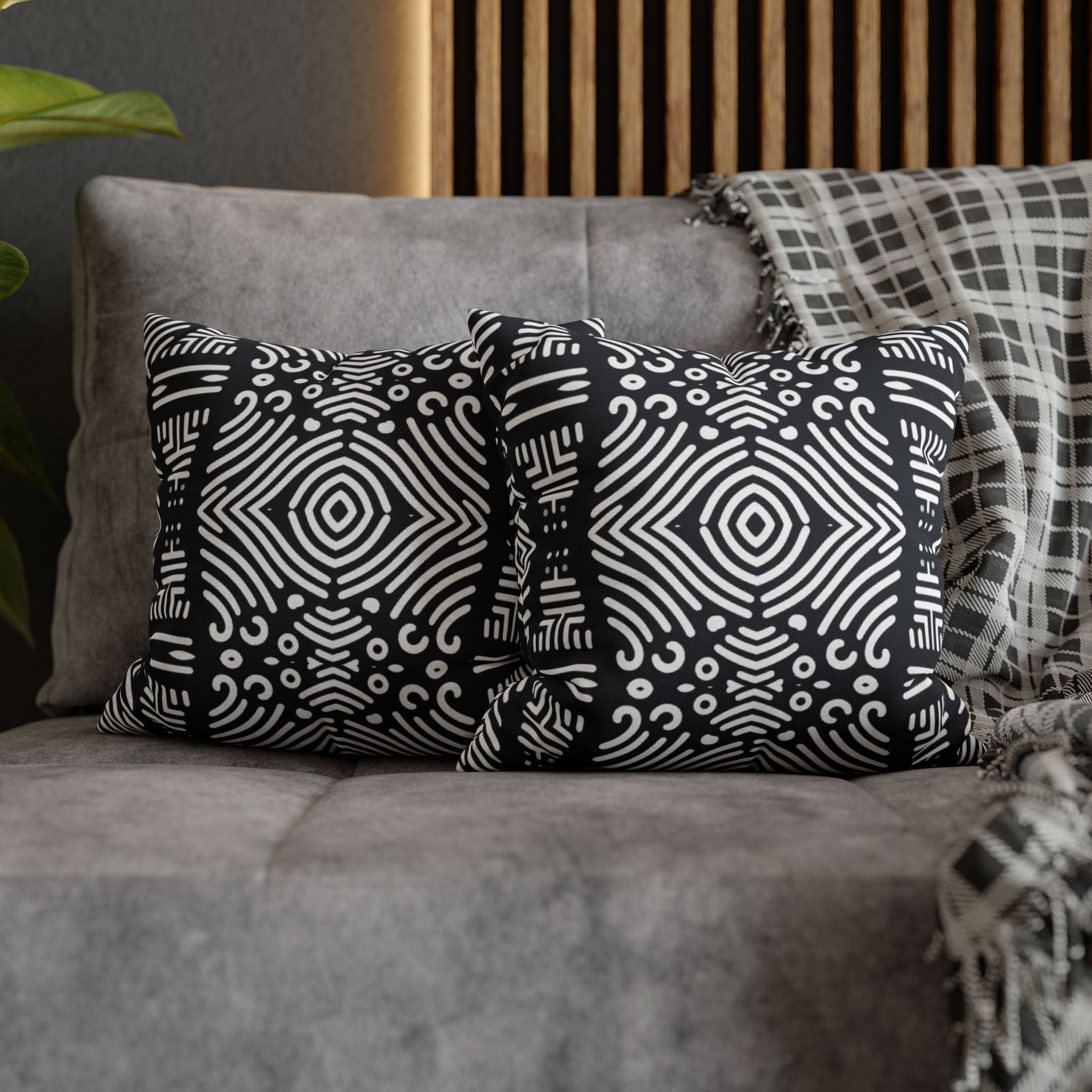 Striking Black & White Tribal Cushion Cover - Double Sided Print 