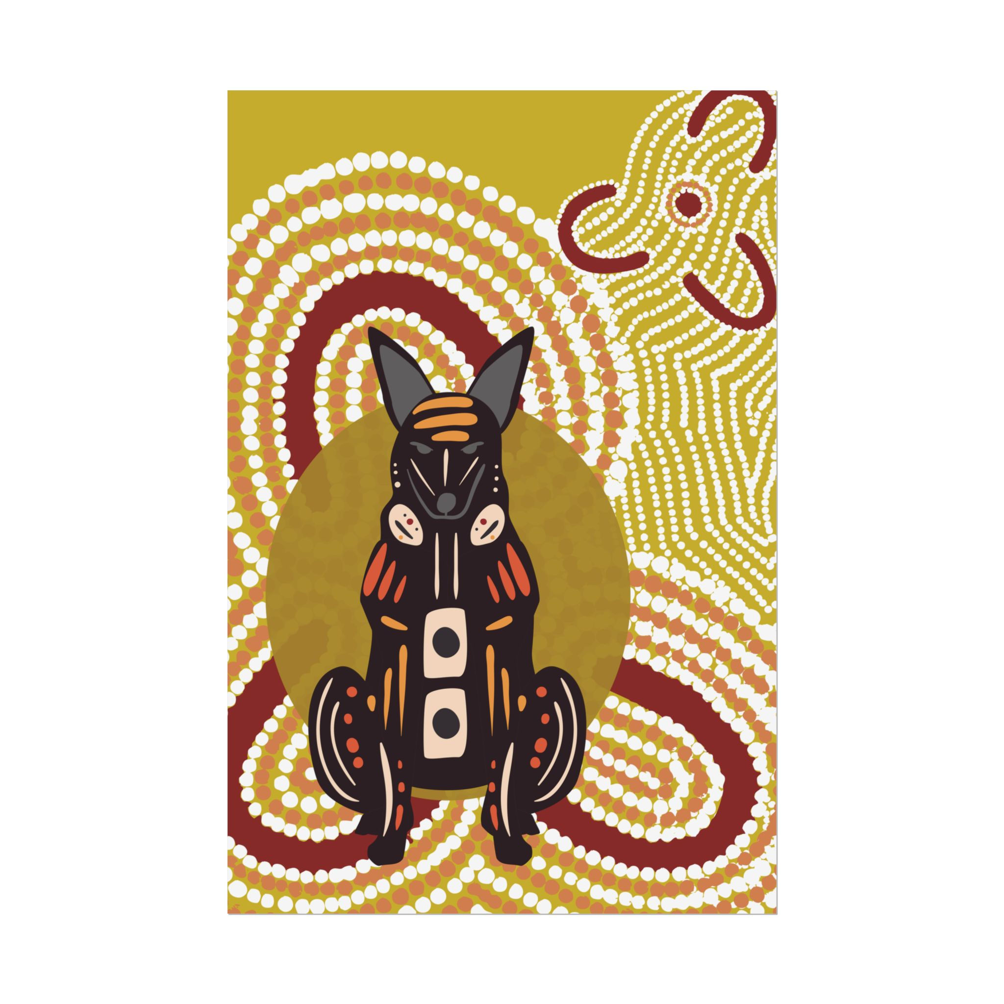 Abstract Kangaroo Indigenous Art Print. Boho Art.Rolled Poster. Home decor
