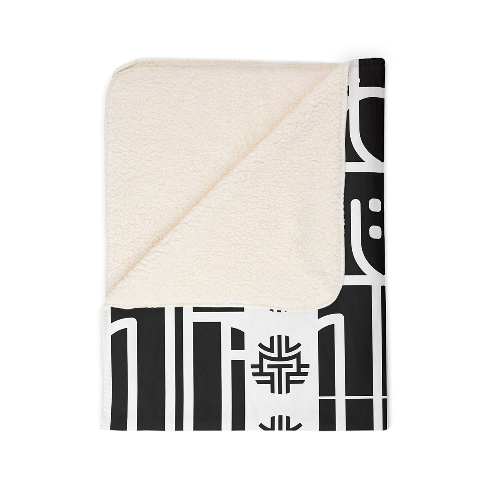 Thumbnail: Bold Black & White Geometric Sherpa Blanket – Contemporary Luxe Home Decor