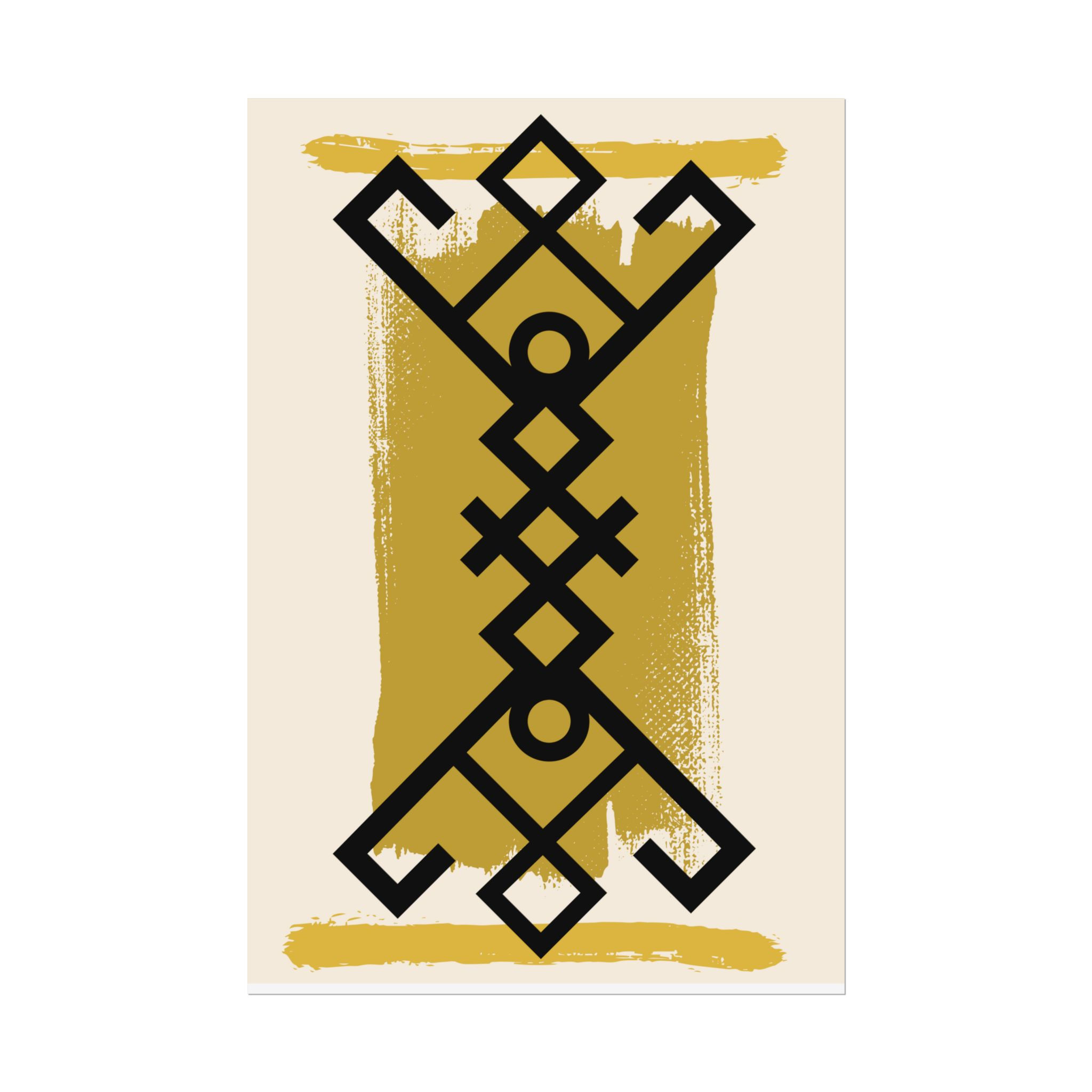  Black Line Inca Style Motif Tribal Print - Rolled Poster- Home Decor