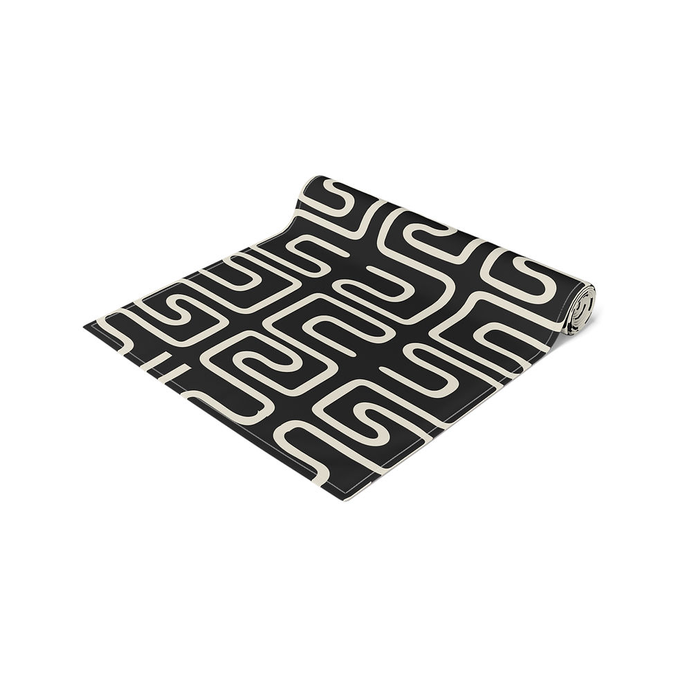 Thumbnail: Bold Black & Cream Geometric Mud Cloth Table Runner | Luxury  Home Decor 