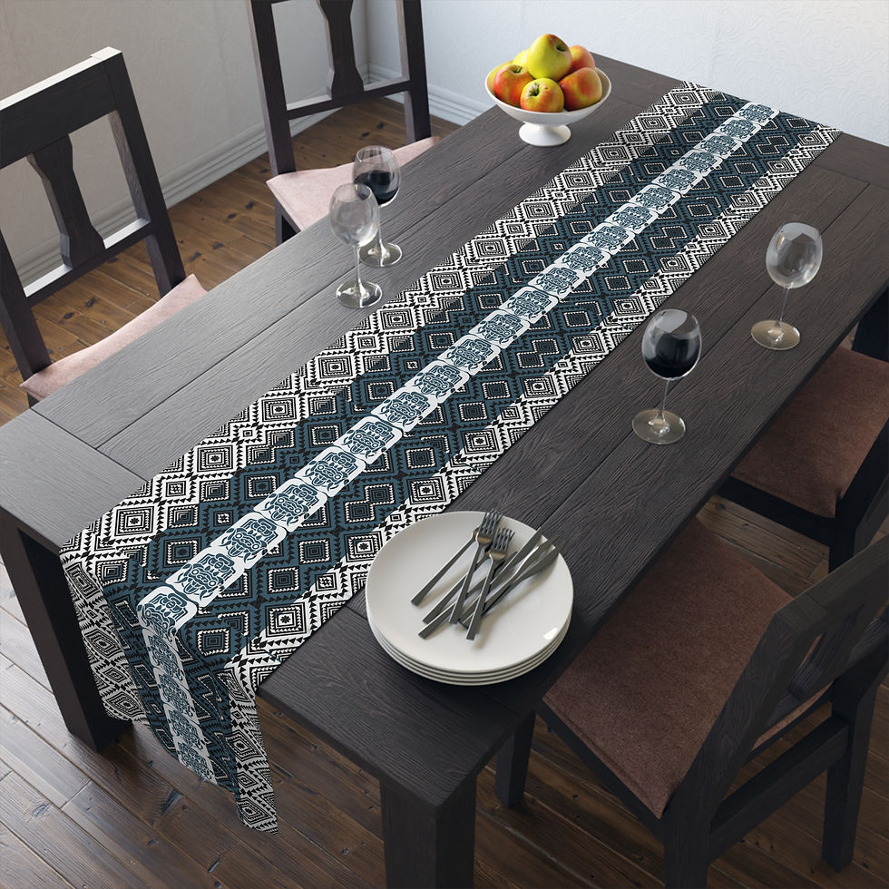 Thumbnail: Exotic Balinese Inspired Geometric Table Runner | Luxe Designer Home Decor 