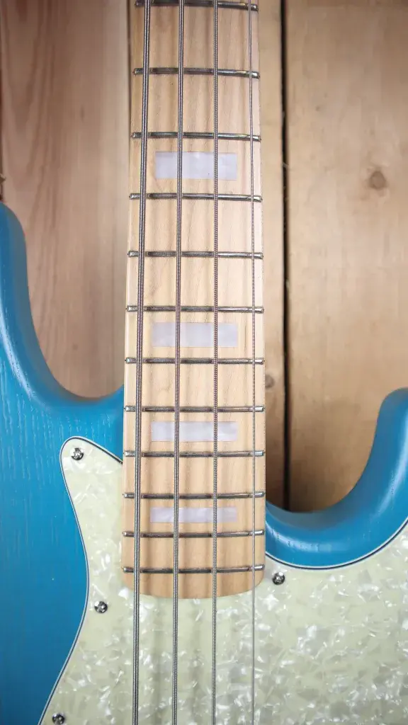 Thumbnail: View of the neck on the Marco Bass N1 Bass Guitar in Lau Blue.
