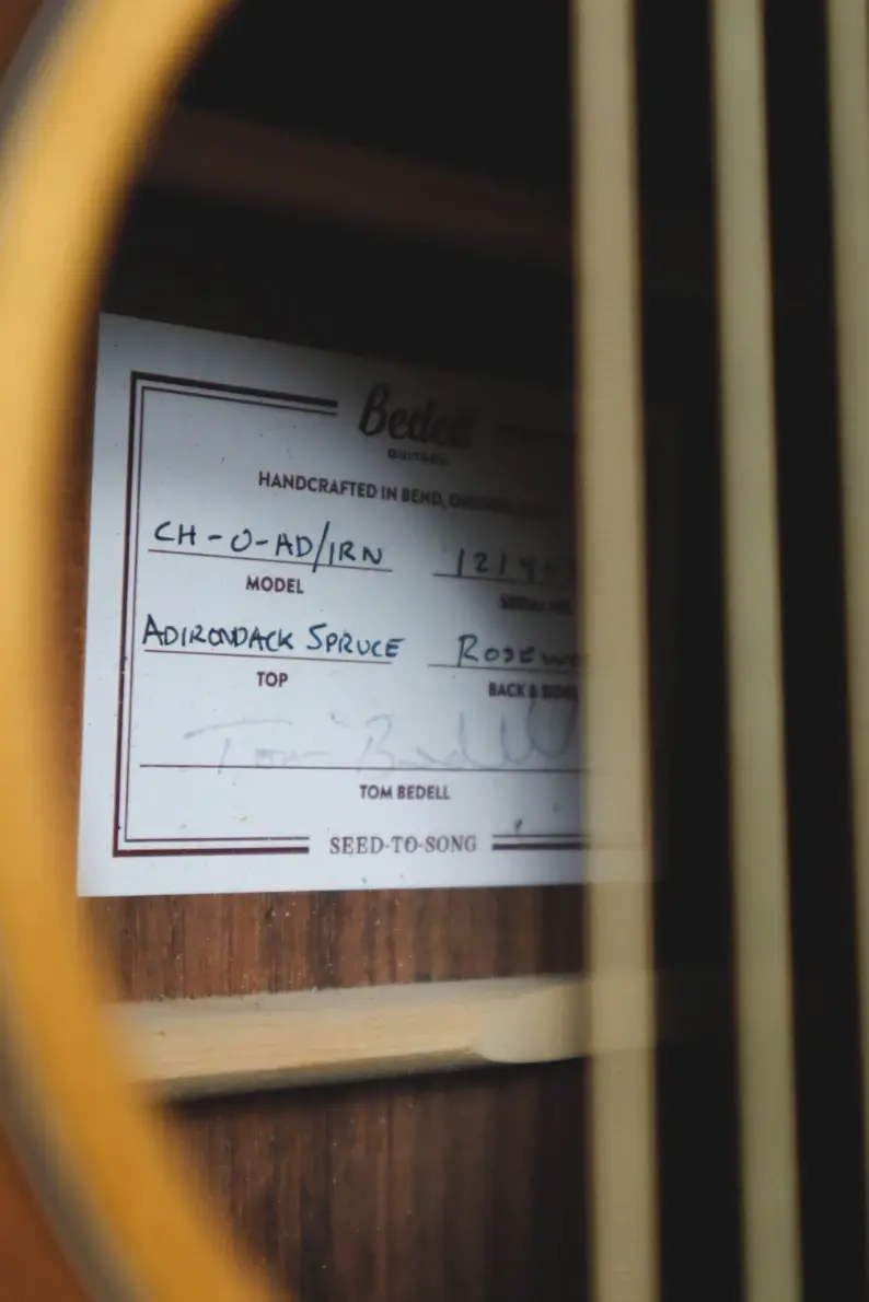 Thumbnail: Interior label showing Bedell Coffee House Orchestra model designation and serial number