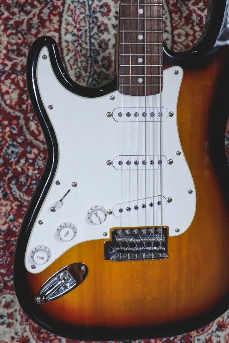 Thumbnail: Squier Affinity Stratocaster left-handed body close up