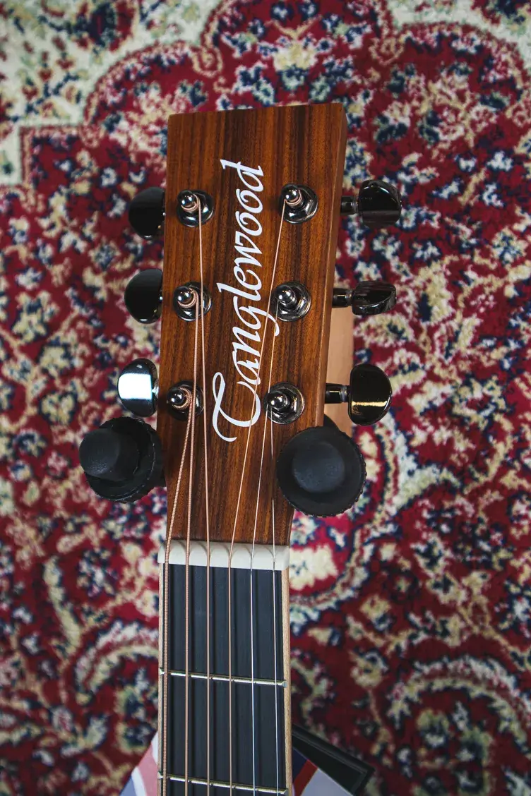Thumbnail: Headstock of Tanglewood TRU4CEAS with Tanglewood logo