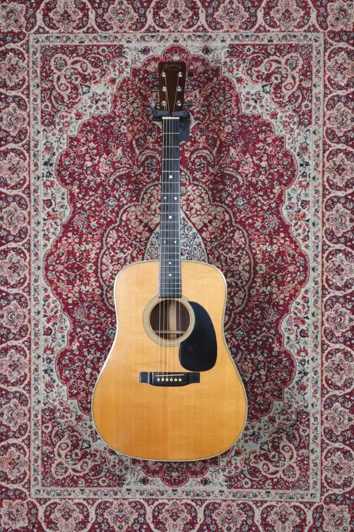 Full front view of Martin HD-28 1980 dreadnought acoustic guitar in Natural finish
