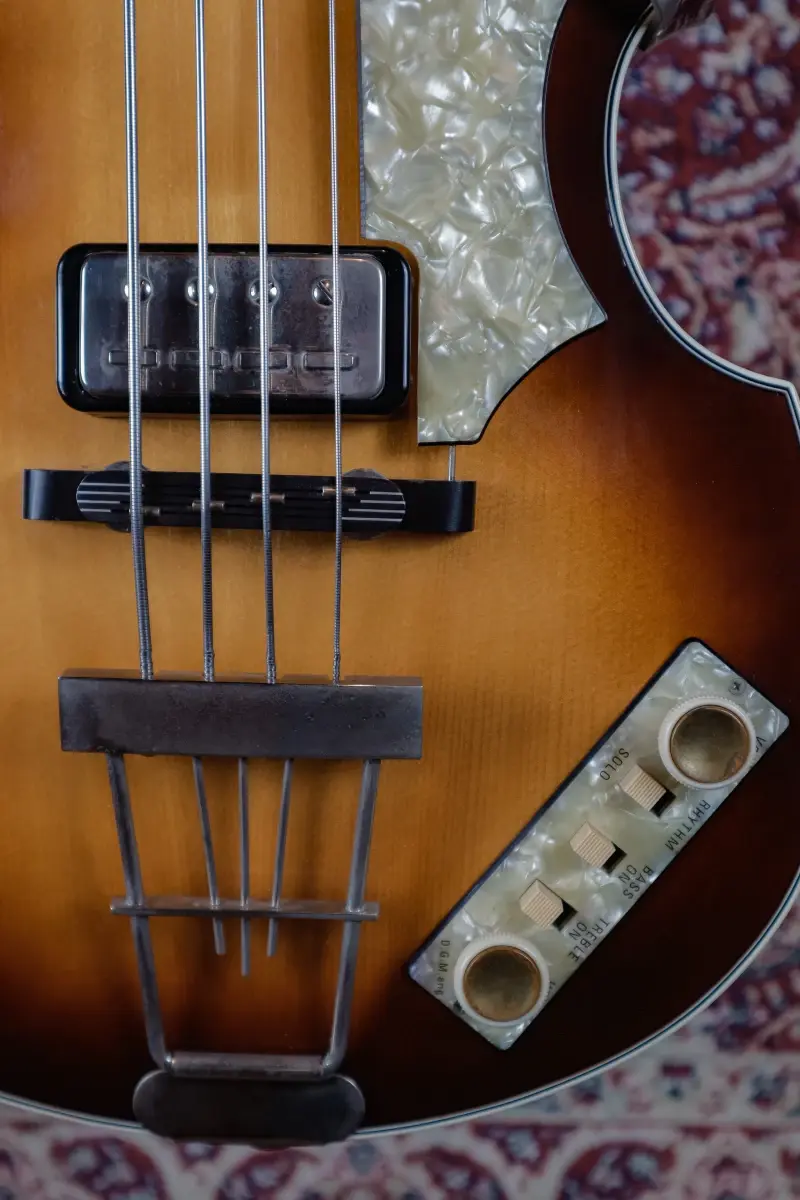 Thumbnail: Höfner bass pickup close up staple humbucker detail