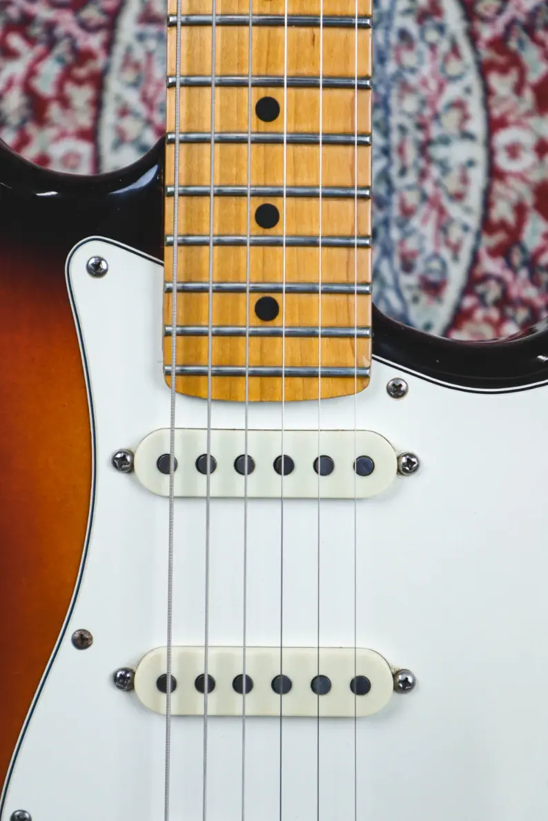 Thumbnail: Fender American Standard Stratocaster maple fingerboard and pickups close up