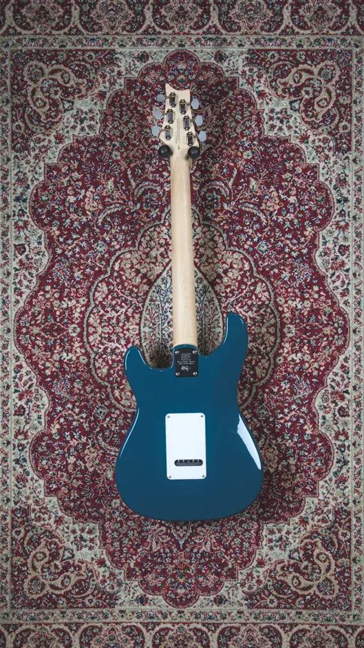 Full back view of the PRS Silver Sky SE in Nylon Blue.