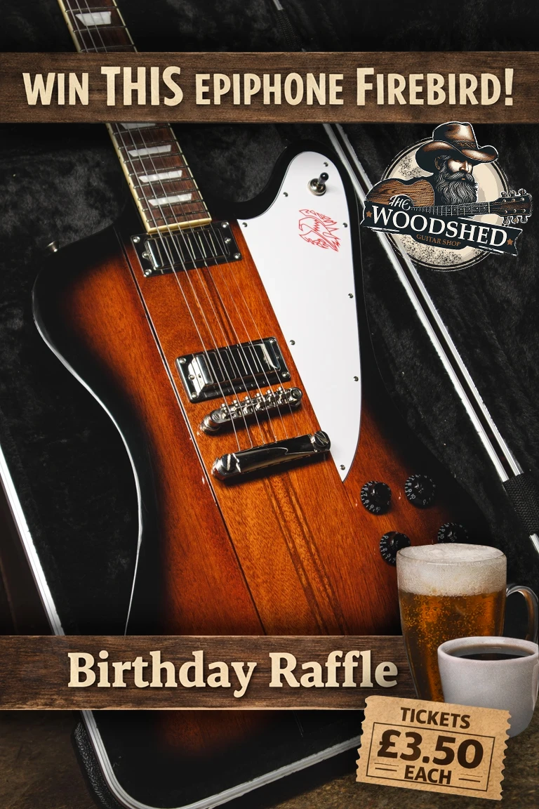 Woodshed 2nd Birthday Raffle – Win an Epiphone Firebird with Hardcase