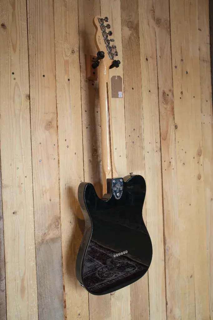 Classic Black Telecaster viewed from the back