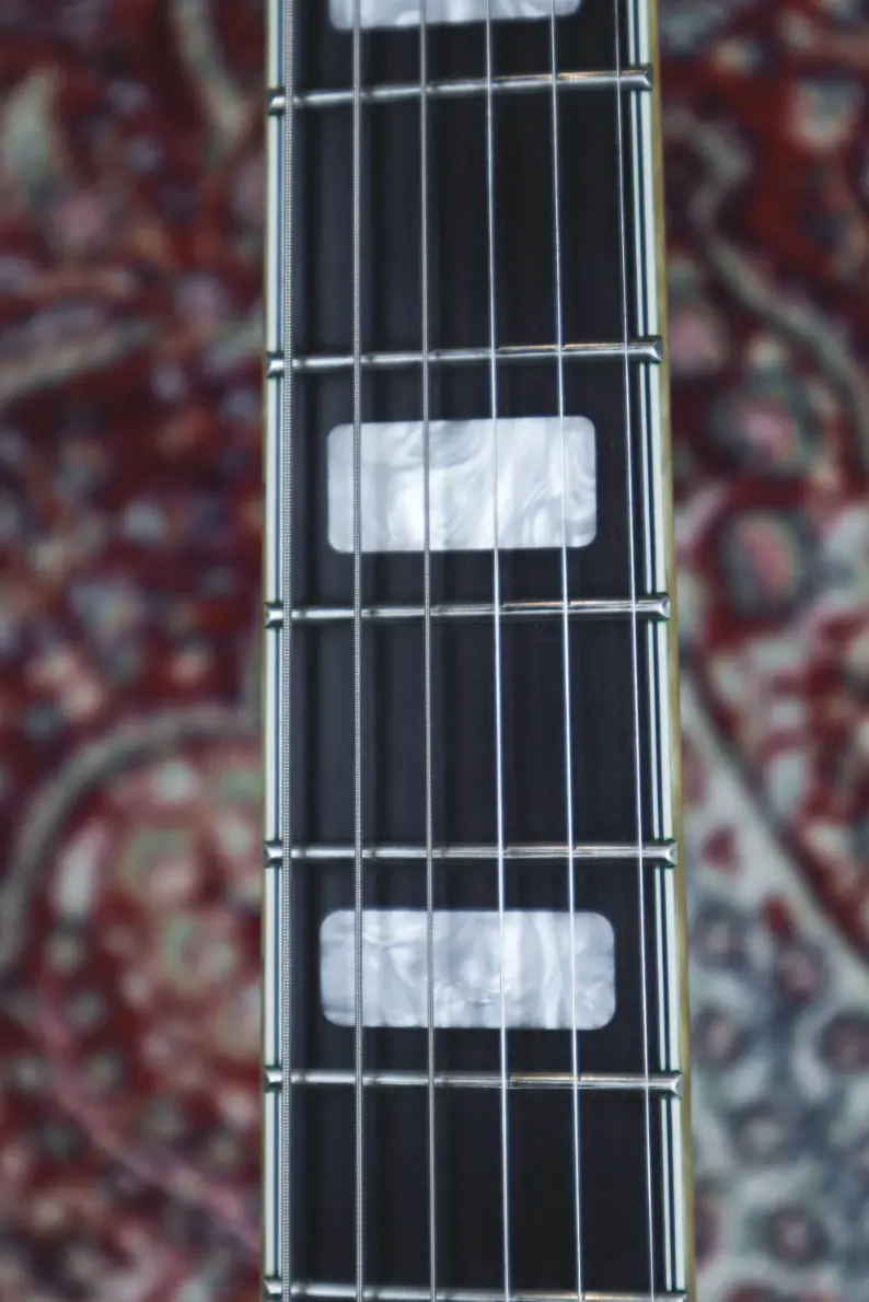 Thumbnail: Hagstrom Ultra Max Fall Sky Satin fingerboard inlays close up