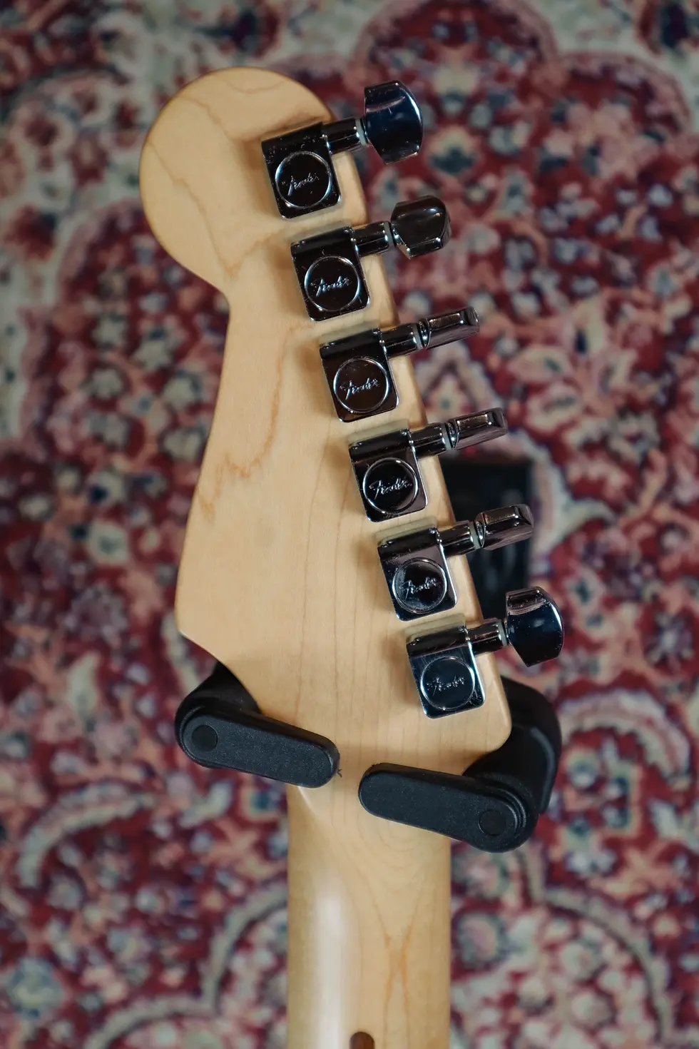 Thumbnail: Fender Stratocaster tuners rear headstock view