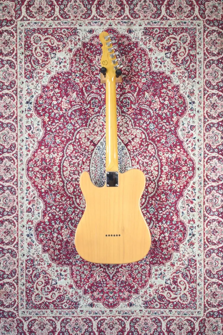 Straight-on full rear view of G&L ASAT Classic showing entire guitar back and headstock