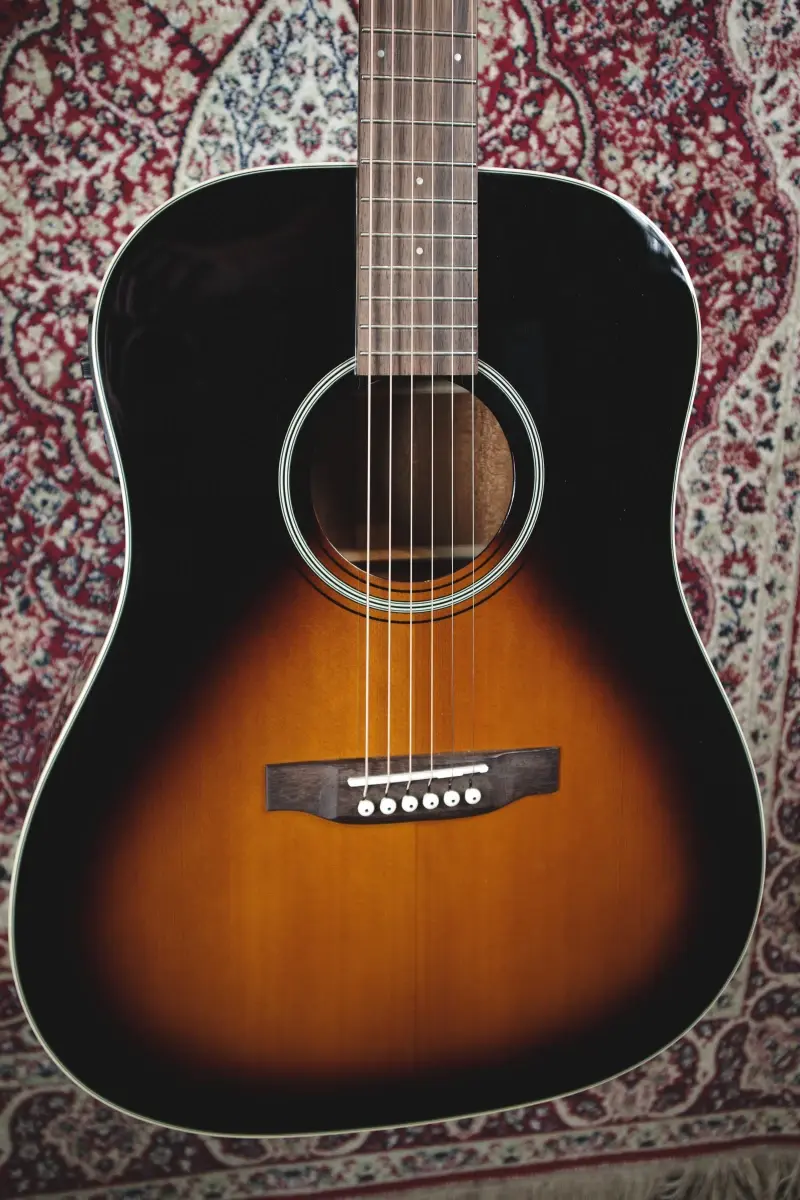 Thumbnail: Tanglewood TW40SDVSE body front close up vintage sunburst finish