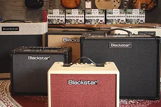 Full range of Blackstar guitar amps at The Woodshed Guitar Shop, from Fly mini amps to high-gain combos