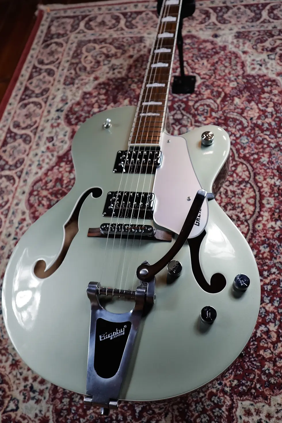 Thumbnail: Gretsch G5420T body front Bigsby and pickups