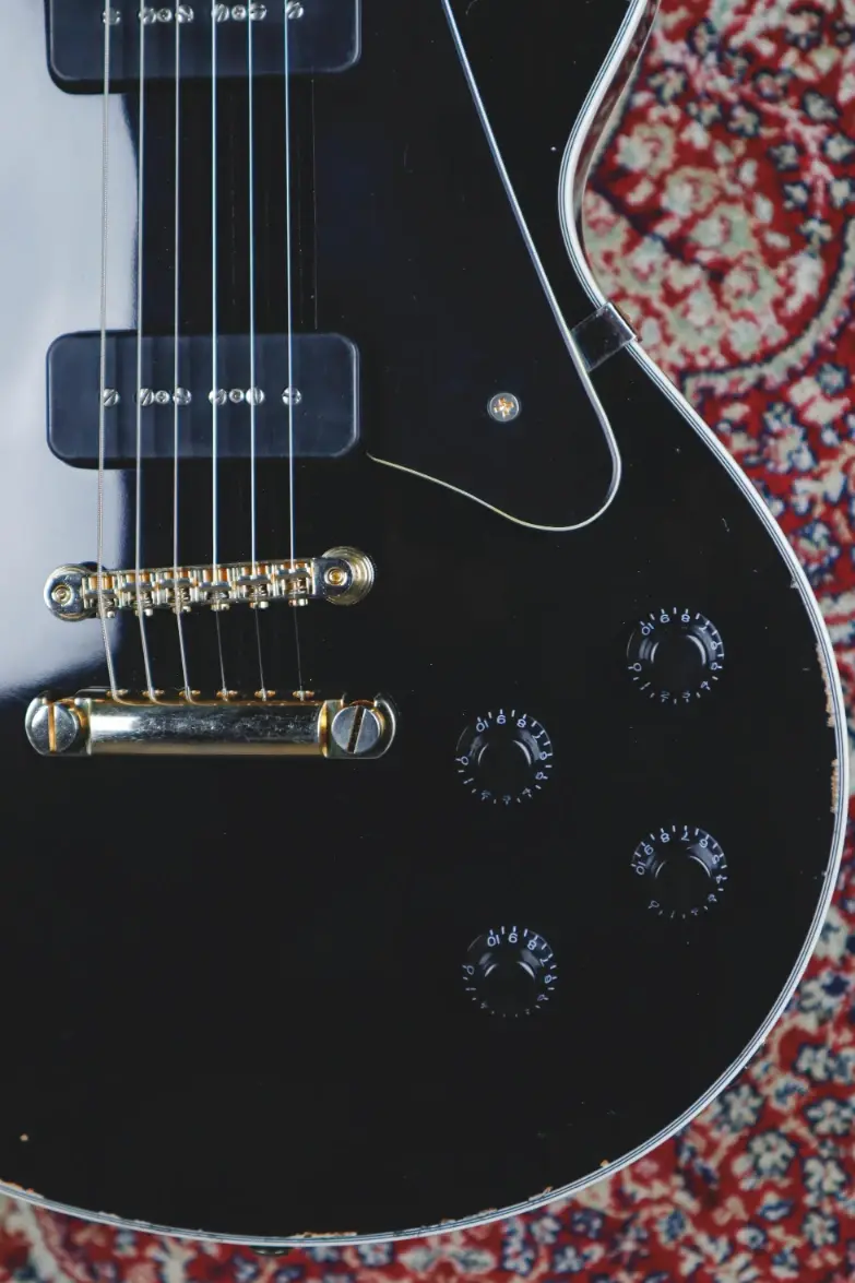 Thumbnail: Maybach Lester '54 Custom Black Velvet bridge and tailpiece close up