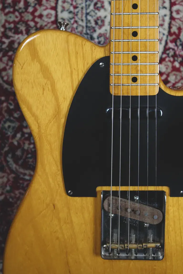 Thumbnail: Close-up of the upper body and neck of a 2013 Fender TL52 Telecaster Made in Japan.