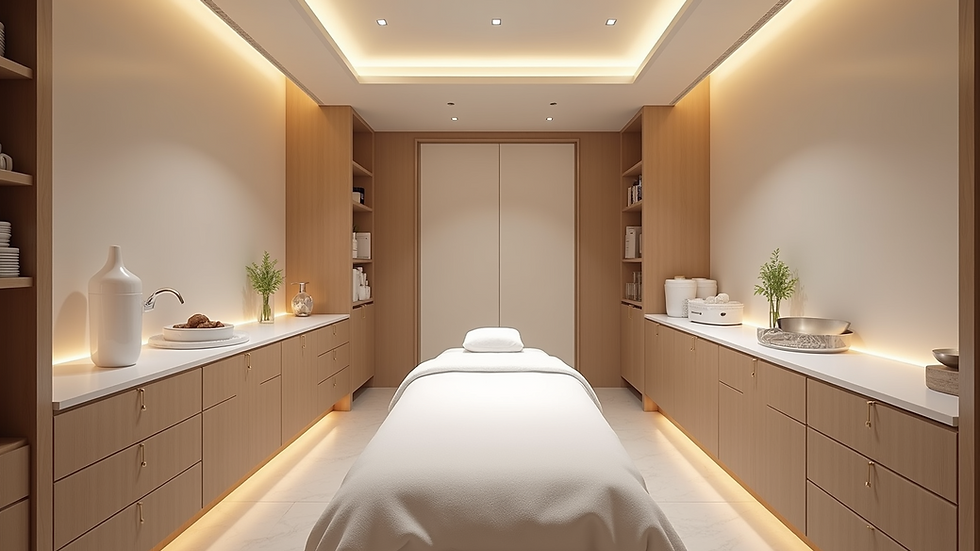 High angle view of a modern medspa treatment room