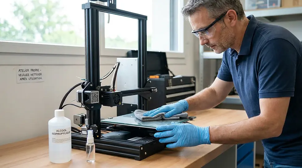 Nettoyage du panneau chauffant d'imprimante 3D
