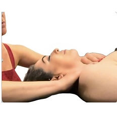 Client enjoying Ayurvedic scalp massage for deep relaxation