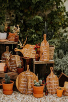Moodboard Boho Chic en Ocre : Plan de table bois ocre