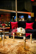 Moodboard Mobilier : lounge noir rouge doré