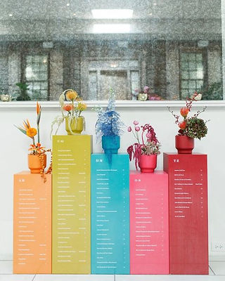 Moodboard Elements tarifés : plan de table coloré
