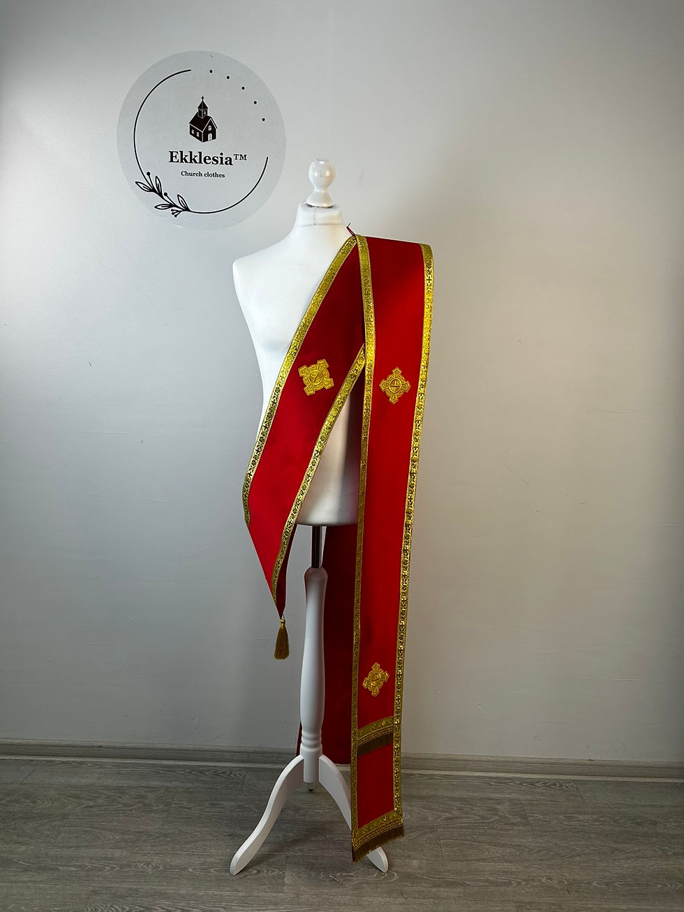 Thumbnail: Double orar in silk fabric - Simple orar for deacon - Greek or Slavic style orar