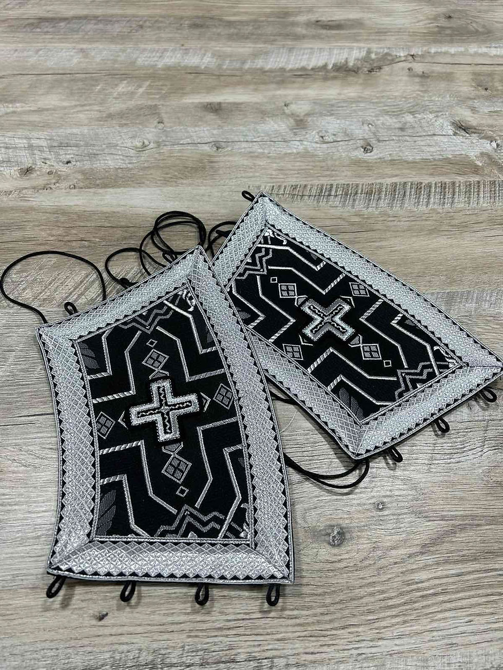 Thumbnail: Church vestment set for Lent - Orthodox sticharion, double orar, and cuffs set