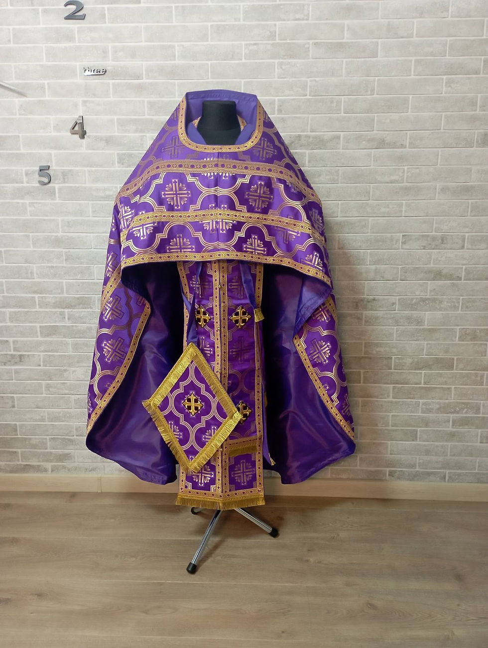 Thumbnail: Violet Slavic style vestments in brocade - Priest vestments - Clothes for pries
