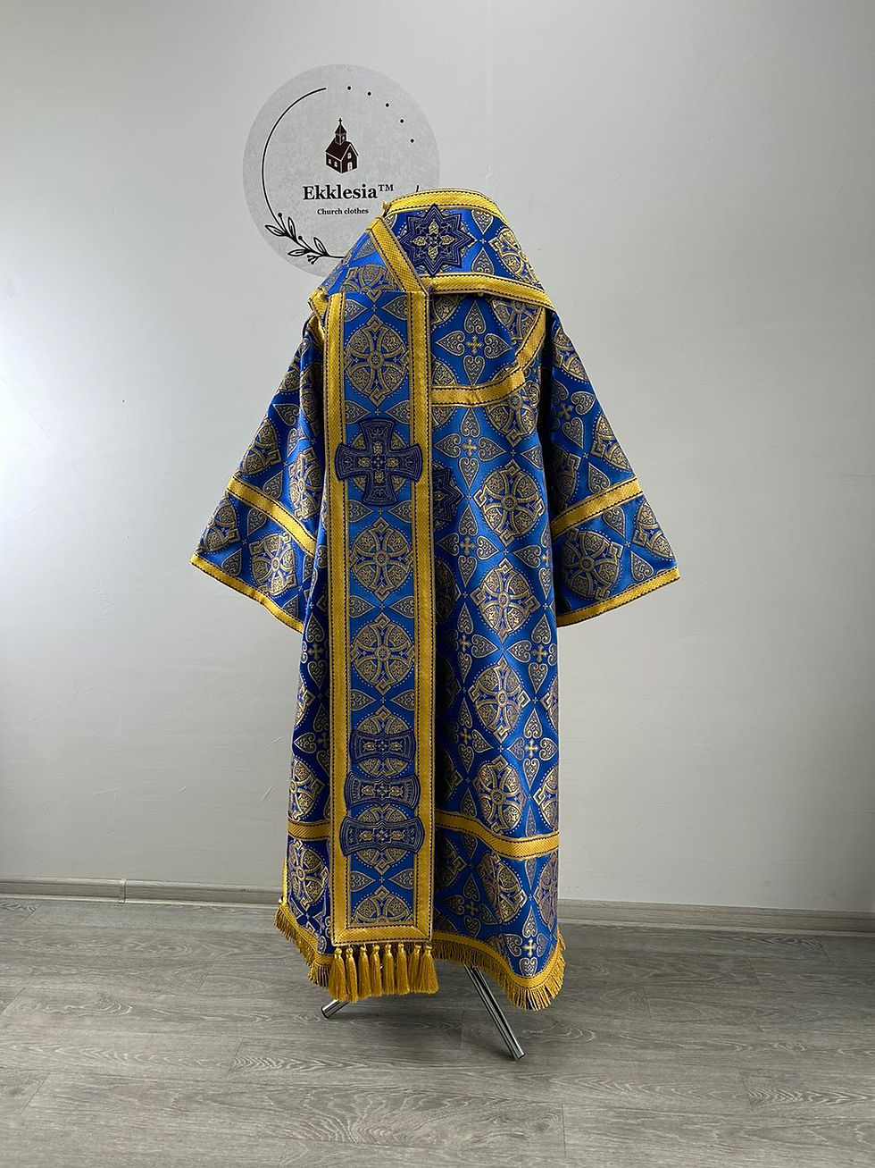 Thumbnail: Blue Bishop's Vestments - Vestment set for Bishop - Archbishop liturgical cloth