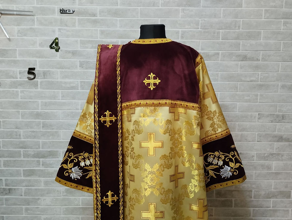 Thumbnail: Combined velvet and brocade Protodeacon's sticharion with Double Greek orarion