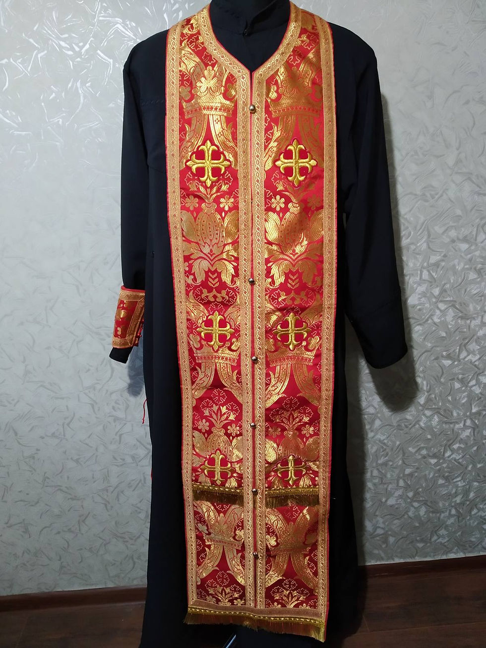 Thumbnail: Stole and cuffs in church brocade - Priest's communion set - Orthodox church set