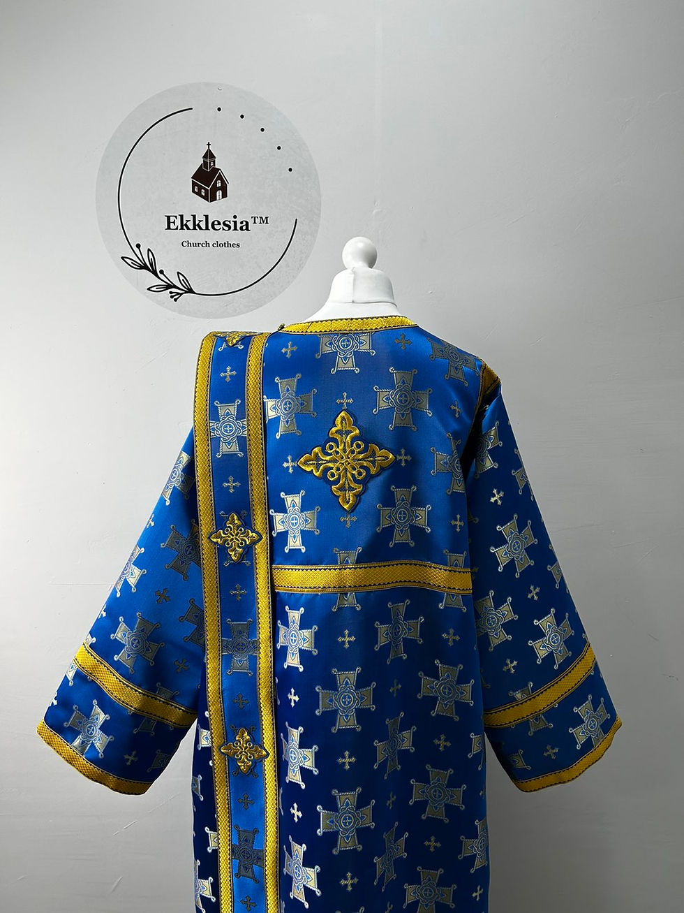 Thumbnail: Orthodox vestment for deacon - Blue stichar with orar in Turkish silk