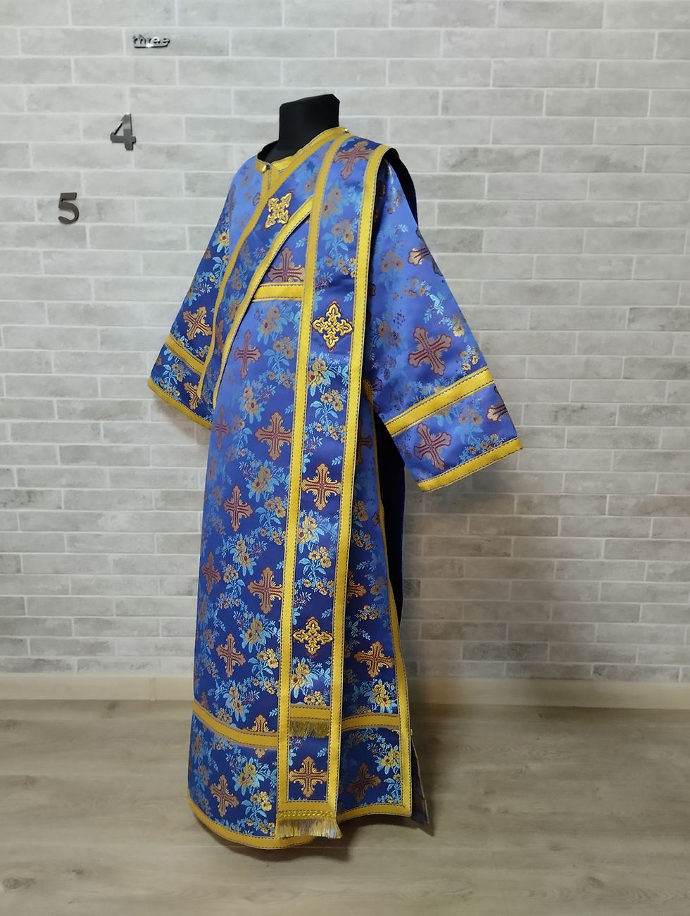 Thumbnail: Sticharion for protodeacon in floral print - Deacon vestments set - Deacon's alb